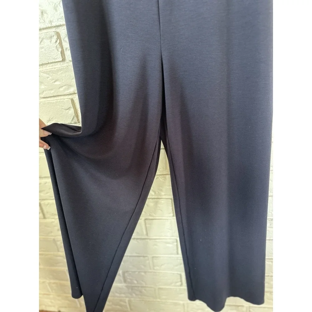 The Limited‎ Mock Neck Knit Jumpsuit Size L Wide Leg Drapey Stretch Blue